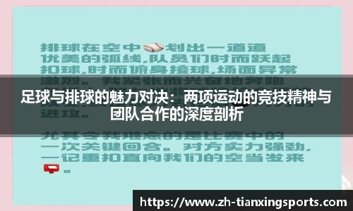 足球与排球的魅力对决：两项运动的竞技精神与团队合作的深度剖析